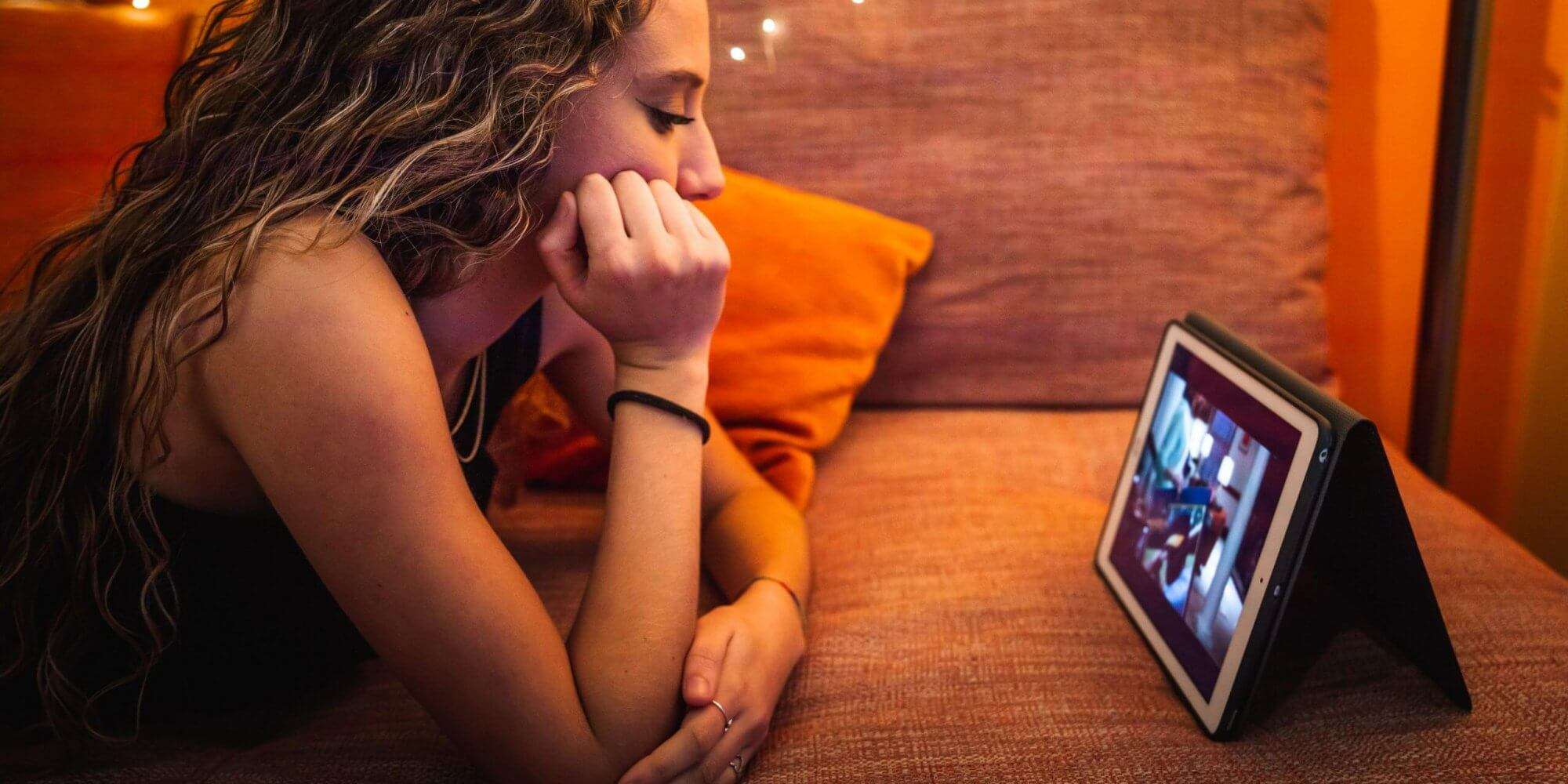 Girl and digital tablet