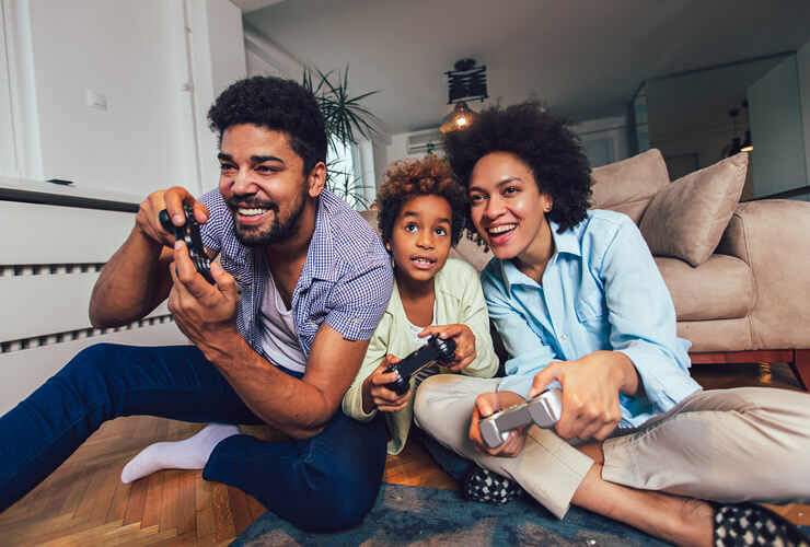 family gaming together