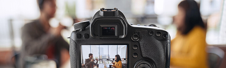 Camera recording an interview